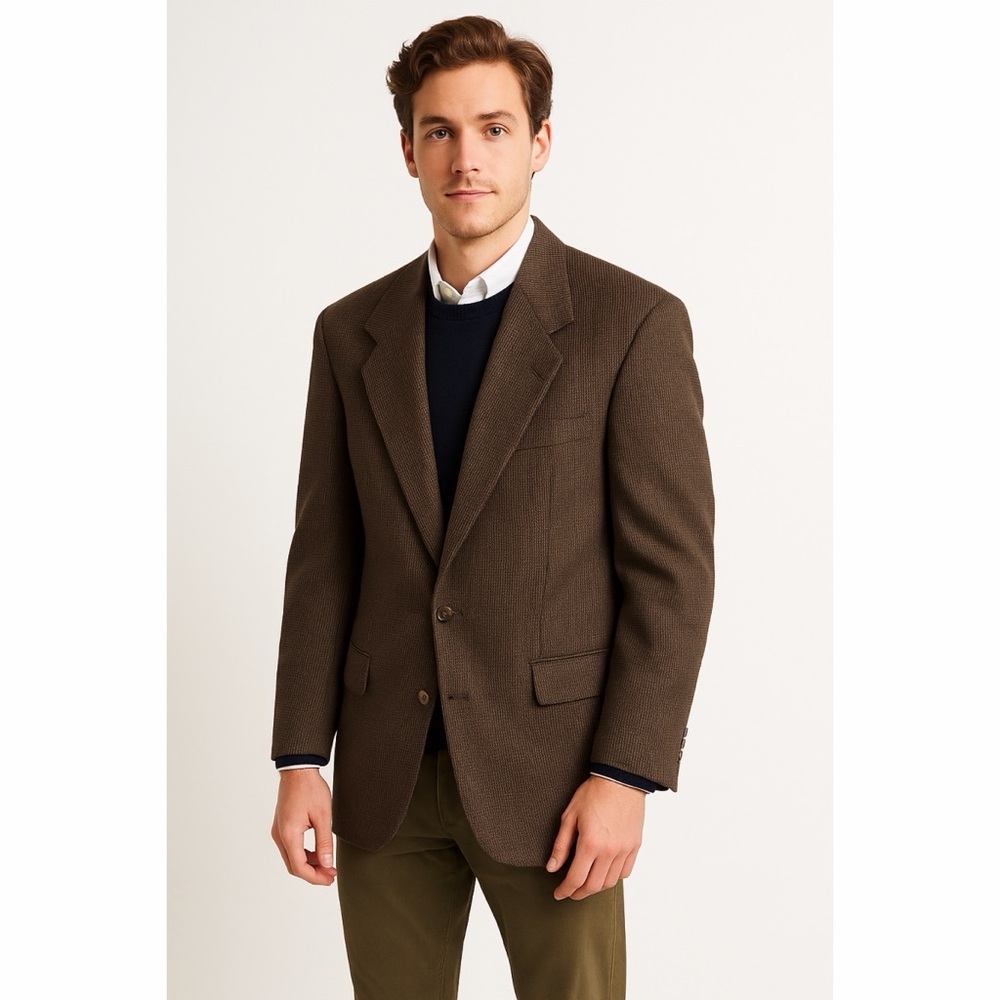 Oscar de la Renta x Vintage 80s Wool Micro Herringbone Blazer
